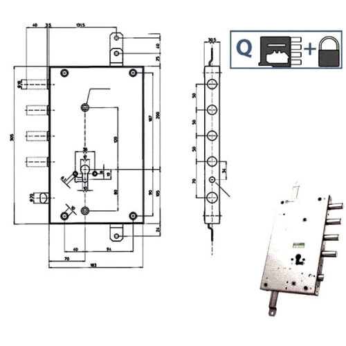 SERRATURA SIC.TRIPLICE SX SCR 110    85461 MOTTURA