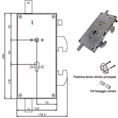 SERRATURA SIC.TRIPLICE CIL. E70 DX  GRIPSTOP TESIO