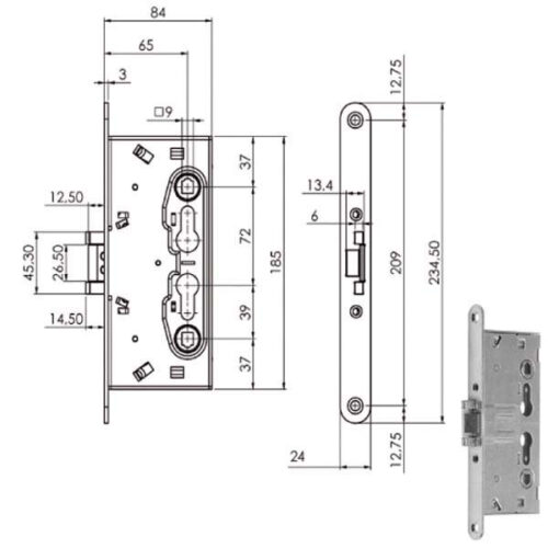 SERRATURA INF.TAGLIAFUOCO Q9           216120 ISEO