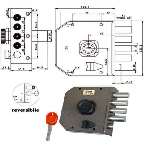 SERRATURA SIC.SEMPLICE DX POMPA         JA422 MOIA