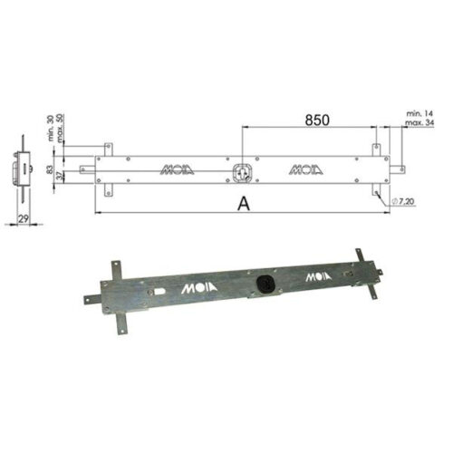 SERRATURA BASCULE SPRANGA CILINDRO     156B/L MOIA