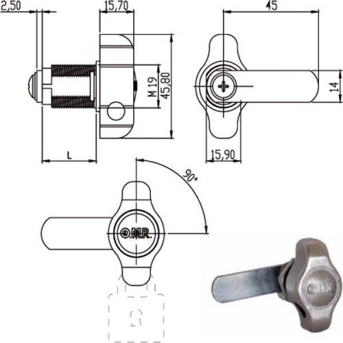 CILINDRO LEVETTA mm 28 SX D.19          165645 OMR