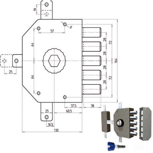 SERRATURA SIC.QUINTUPLICE DX POMPA         3300 CR