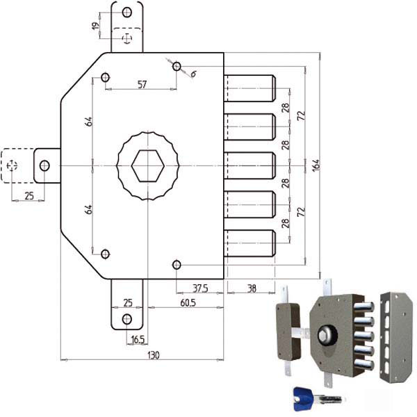 SERRATURA SIC.QUINTUPLICE DX POMPA         3300 CR