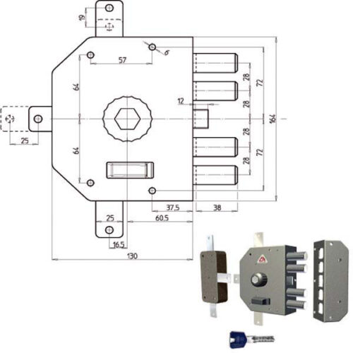 SERRATURA SIC.QUINTUPLICE DX POMPA         3350 CR