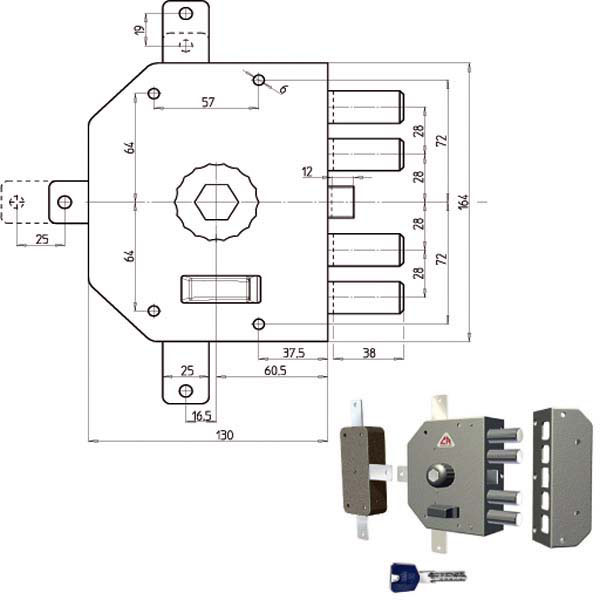 SERRATURA SIC.QUINTUPLICE DX POMPA         3350 CR