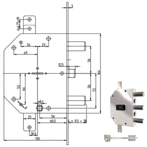 SERRATURA SIC.TRIPLICE SX DM           2105-11N CR