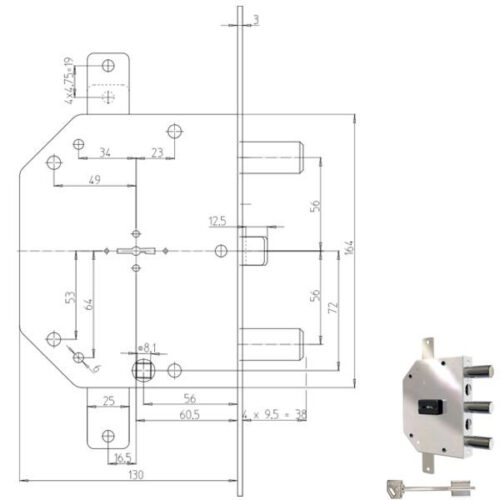 SERRATURA SIC.TRIPLICE SX DM           2105-61N CR