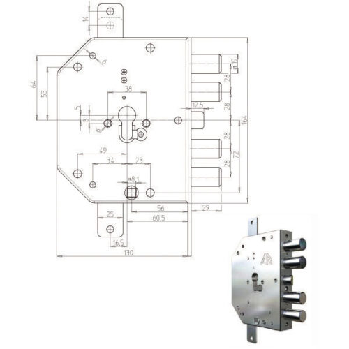 SERRATURA SIC.TRIPLICE SX CIL.         2155G-11 CR