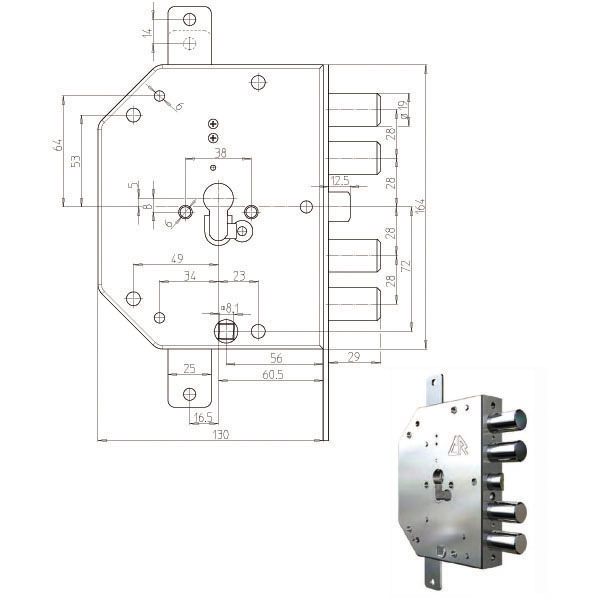 SERRATURA SIC.TRIPLICE SX CIL.         2155G-11 CR