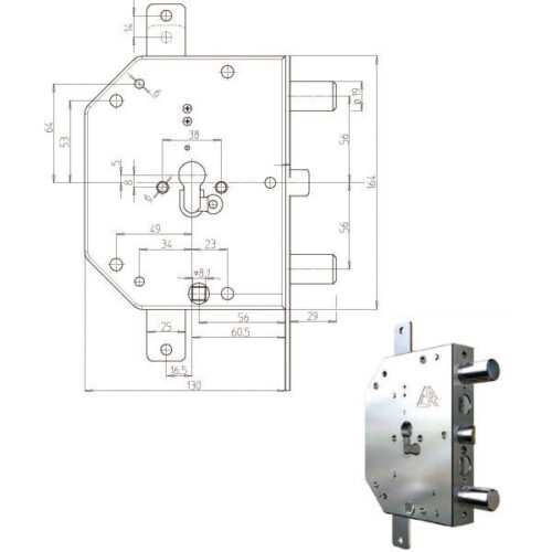 SERRATURA SIC.TRIPLICE SX CIL.         2155G-61 CR