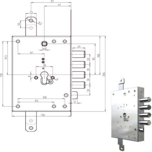 SERRATURA SIC.TRIPLICE CIL.            7056G-01 CR