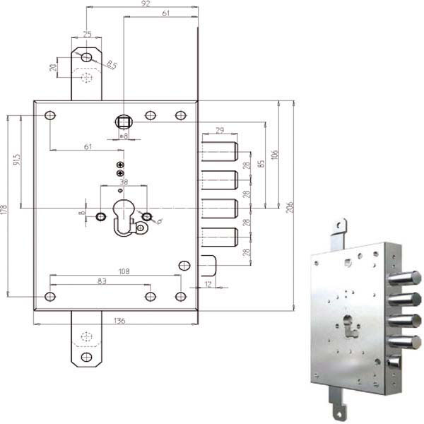 SERRATURA SIC.TRIPLICE CIL.            7056G-01 CR