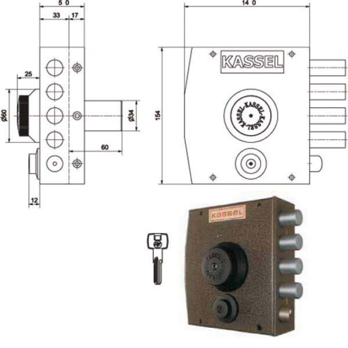 SERRATURA SIC.SEMPLICE DX POMPA     2151/CP KASSEL