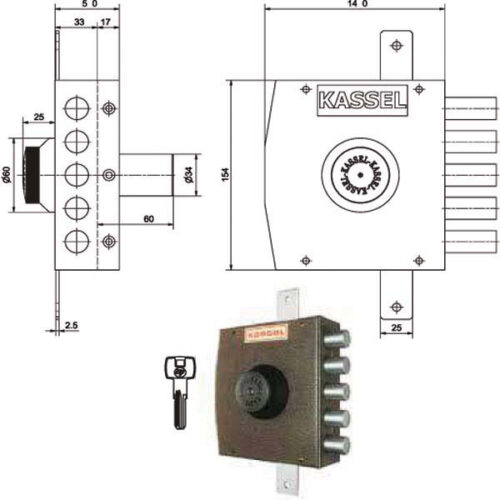 SERRATURA SIC.TRIPLICE SX POMPA     2302/CP KASSEL