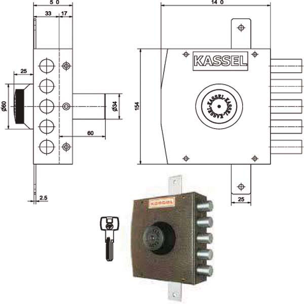 SERRATURA SIC.TRIPLICE SX POMPA     2302/CP KASSEL