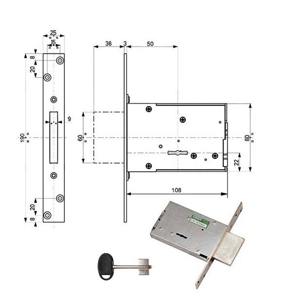 SERRATURA INFILARE FERRO KA          40704 MOTTURA