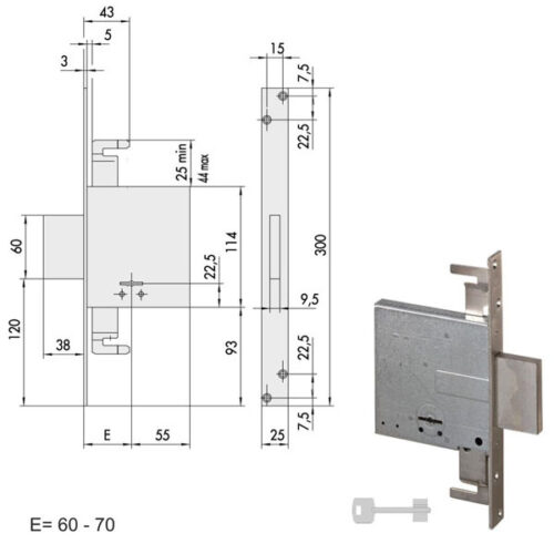 SERRATURA INFILARE FERRO           57015-60-0 CISA