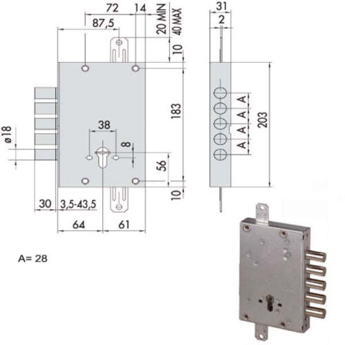 SERRATURA SICUREZZA TRIPLICE       56505-28-B CISA