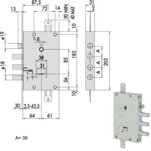 SERRATURA SICUREZZA TRIPLICE       57515-38-0 CISA