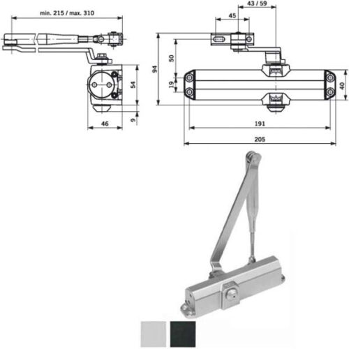 CHIUDIPORTA AERODINAMICO ARG. TS COMPAKT 101 DORMA