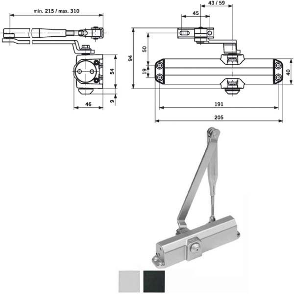 CHIUDIPORTA AERODINAMICO ARG. TS COMPAKT 101 DORMA