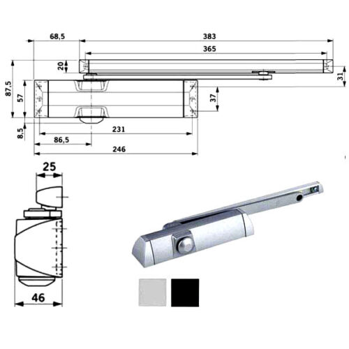 CHIUDIPORTA AERODINAMICO ARGENTO       TS 90 DORMA