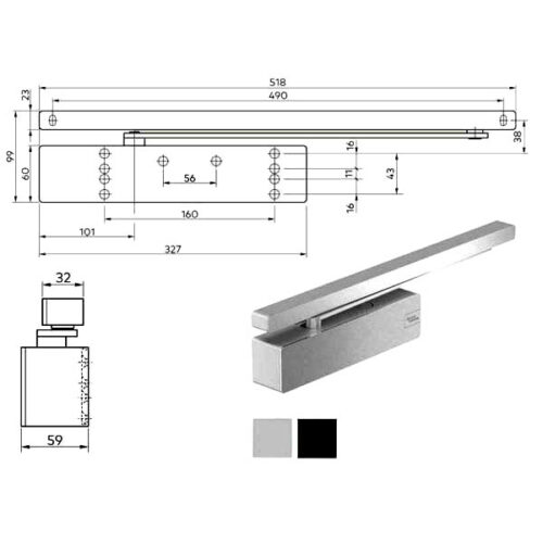 CHIUDIPORTA AERODINAMICO ARGENTO   TS 98 XEA DORMA