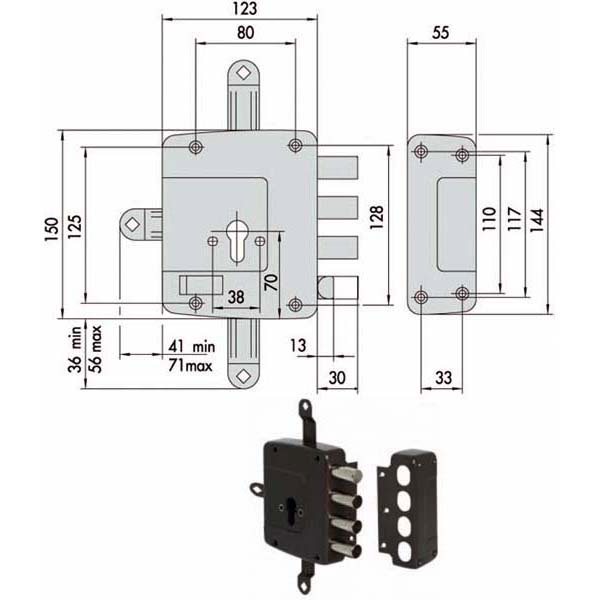 SERRATURA SICUREZZA QUINTUPL.DX    56172-60-1 CISA