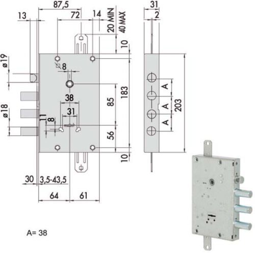 SERRATURA SICUREZZA TRIPLICE 00PG  57516-58-0 CISA