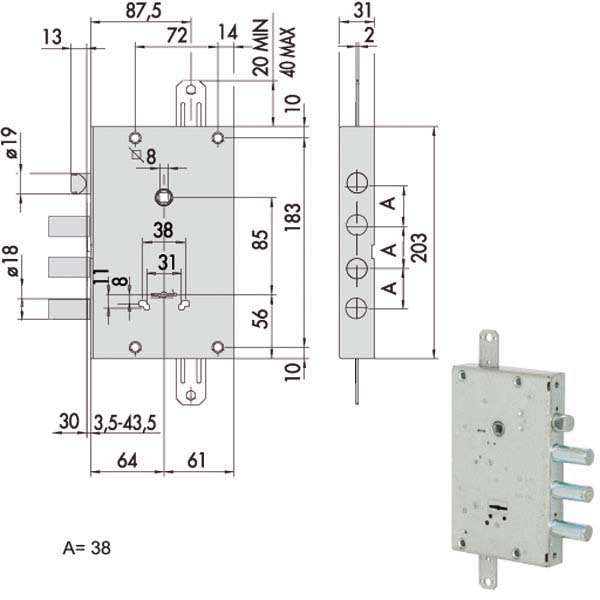 SERRATURA SICUREZZA TRIPLICE 00PG  57516-58-0 CISA