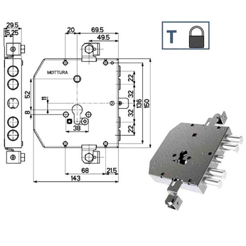 SERRATURA SIC.TRIPLICE               89E30 MOTTURA