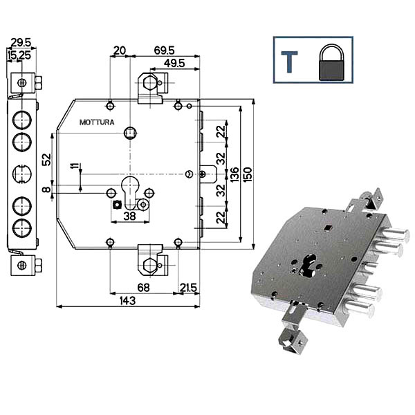 SERRATURA SIC.TRIPLICE               89E30 MOTTURA