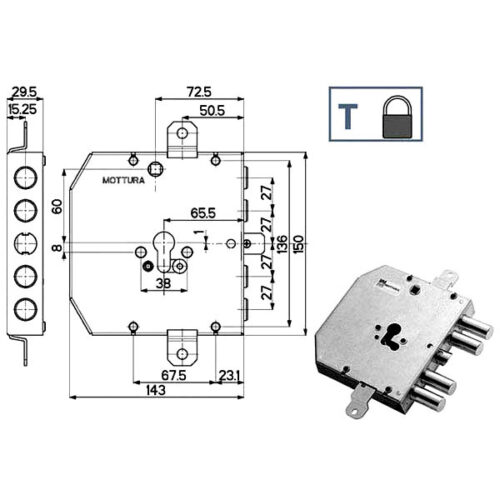 SERRATURA SIC.TRIPLICE               89E31 MOTTURA