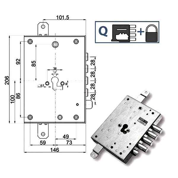SERRATURA SIC.TRIPLICE SX            89845 MOTTURA