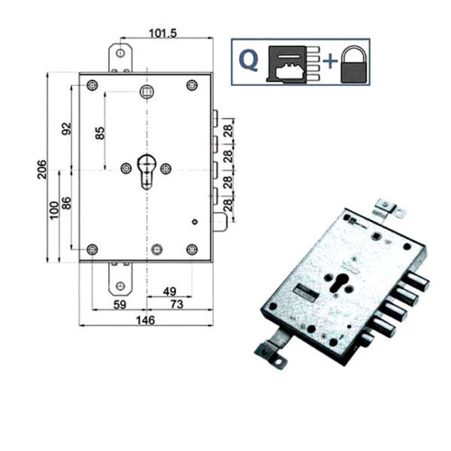 SERRATURA SIC.TRIPLICE SX            89371 MOTTURA
