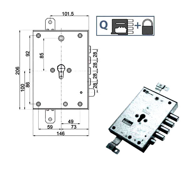 SERRATURA SIC.TRIPLICE SX            89371 MOTTURA