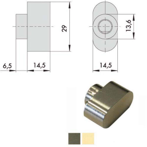 POMOLO SERRATURE OVALE OTTONE LUC. 06355-00-0 CISA