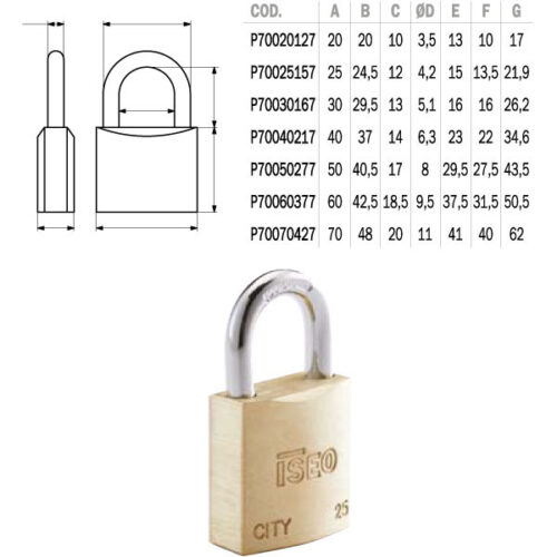 LUCCHETTO OTTONE mm 40 KA                CITY ISEO