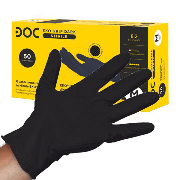GUANTI NITRILE EKO GRIP DARK POWDER FREE Pz 50 M