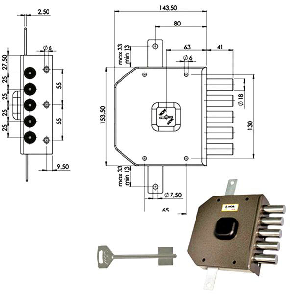 SERRATURA SIC.TRIPLICE SX DM             G413 MOIA