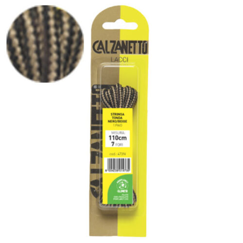 STRINGA TONDA P.1 NERO/BEIGE     cm 110 CALZANETTO