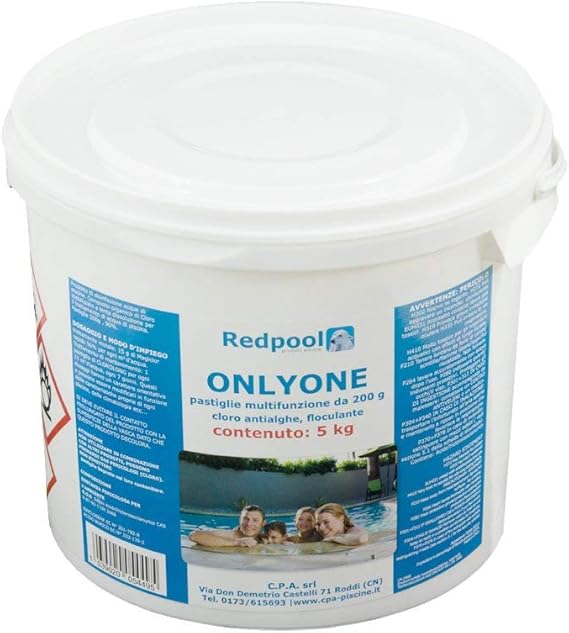 Cloro Multifunzione 5 Kg ONLYONE RedPool Pastiglie 200 g Tricloro Stabilizzato Antialghe